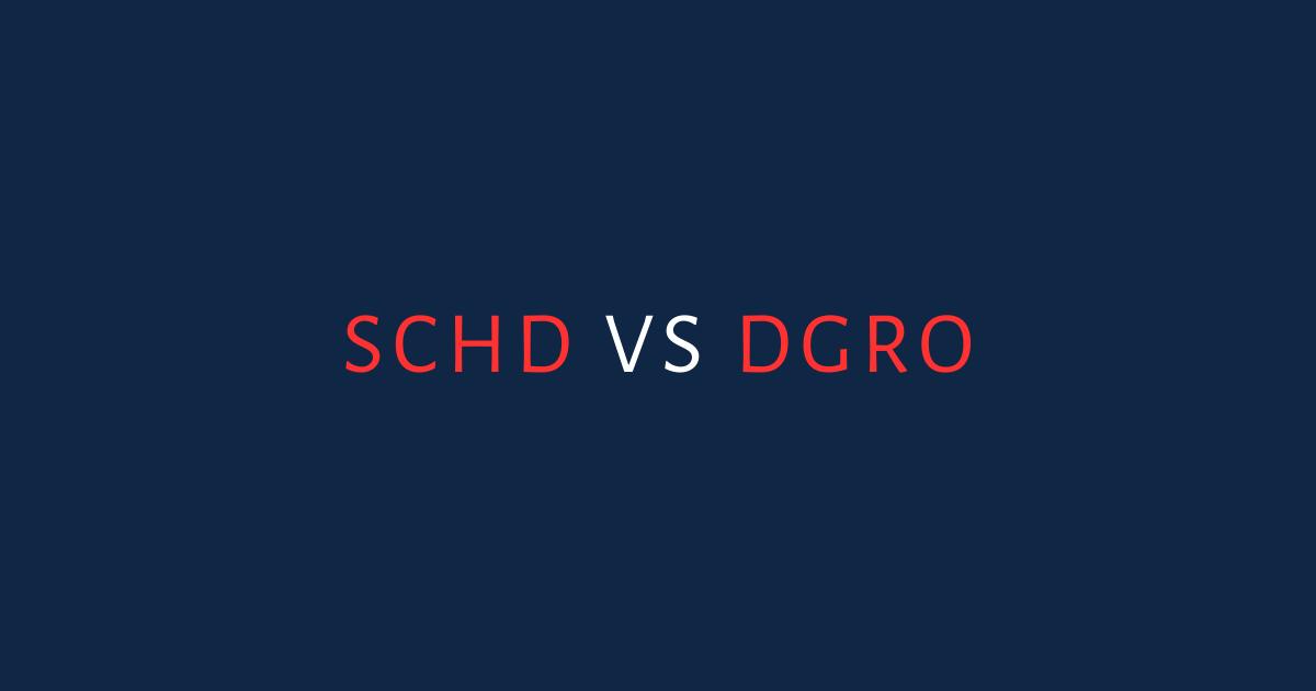 SCHD vs DGRO comparison chart showing dividend yield, total return, and 10-year portfolio growth