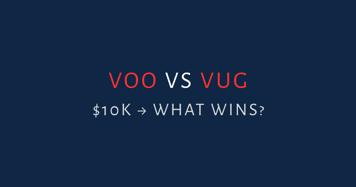 VOO vs VUG ETF comparison showing S&P 500 vs growth performance over 10 years
